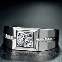 Bague de mariage et de fête pour homme en argent sterling 925 plaqué rhodium de haute qualité, sertie d'un onyx carré, monture pavée, certifiée CMA, tendance