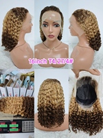 Promotion Letsfly 25$ Perruques Bob Lace Frontal 13x4 Water Wave 10 12 14 16 pouces, Cheveux Humains 100% Naturellement Bouclés, Qualité 9A 180%, Vente en Gros