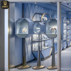 La vitrine bleue de bijoux de ton a mené le support de bijoux de vitrine de lumières pour le kiosque de vente au détail de centre commercial - Product Image 1