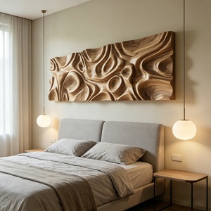 Arte Murale <span class=keywords><strong>in</strong></span> <span class=keywords><strong>Legno</strong></span> 3D Intagliata a Mano, Scultura Moderna per Arredamento Soggiorno - Product Image 3