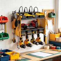 Organisateur d'outils électriques, station de charge, support mural robuste, design moderne minimaliste, métal, étagère de rangement multifonction à trois niveaux