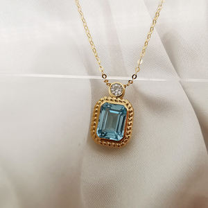 הגעה חדשה אמיתי צהוב זהב שרשרת 18K טופז Moissanite חן פדנט שרשרת תכשיטים - Product Image 2