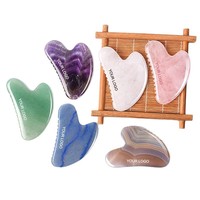 Outil de massage Gua Sha en quartz rose, peigne unique en forme de cœur pour le SPA et la thérapie d'acupuncture