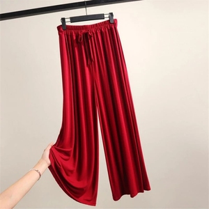 Cozy Modal Thin Wide <strong>Leg</strong> Pants Female Summer Plus Size Elastic Waist Loose <strong>Straight</strong> Casual Pants <strong>Women</strong> High Waist <strong>Trousers</strong> Loose - Product Image 3