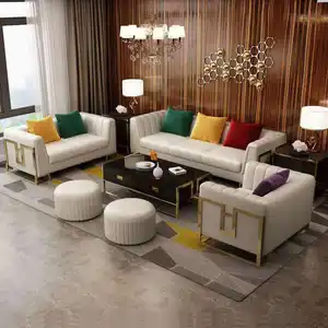 豪华不锈钢框架布艺沙发截面客厅沙发为家庭酒店家具