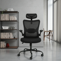 Chaise de bureau ergonomique pivotante ECO BEAUTY pour la maison et le bureau, dossier haut en maille, avec support lombaire 2D et appui-tête réglable