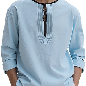 Men's Relaxed-Fit Linen Shirt | Vintage Embroidery Detail for Effortless Casual Style - Product Image 5