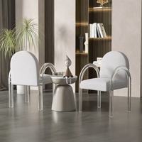 Chaise de salle à manger moderne en acrylique transparent, fauteuil rembourré en velours blanc avec dossier arqué, pour salon et chambre à coucher