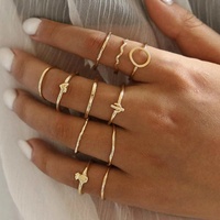 11 Stk/set Vintage Bohemian Hart Ronde Wave Knuckle Joint Ringen Set Voor Vrouwen