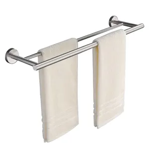 Sin perforación Montado en la pared China Precio competitivo Toalla de baño Barra de toalla doble Accesorios de baño Colgador