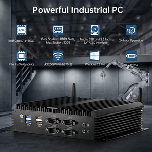 คอมพิวเตอร์อุตสาหกรรมแบบไร้พัดลม พร้อม <span class=keywords><strong>Windows</strong></span> 11 Pro, HTPC I7-1165G7 สูงสุด 4.70 GHz, แรม 16G DDR4, SSD 256G/COM/<span class=keywords><strong>USB</strong></span> 3.0/4K - Product Image 1
