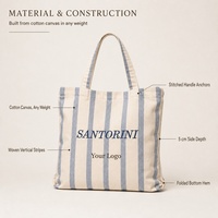 Sac fourre-tout en toile naturelle personnalisé avec logo, poignée longue et imprimé rayé pour la publicité, commande en gros d'usine OEM