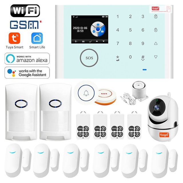 ANGUS WiFi GSM Home Safety Alarm 17 Piece Kit Smart Alarm System 433MHz Remote Control Security Detector for House Door&Monitor