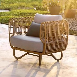 Dệt tay mây sofa ngoài trời ghế vườn phong cách sang trọng biệt thự khách sạn sân ban công bàn nhỏ ngoài trời Bàn cà phê đặt - Product Image 5