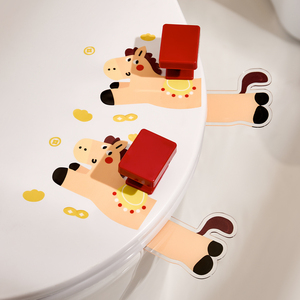 Lève-siège de toilette domestique avec autocollant décoratif motif dessin animé, gadget d'ouverture de couvercle de toilette hygiénique mains libres - Product Image 3