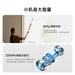 Xiaojia Cordless Vacuum <b>Cleaner</b> 22000 Pa Cyclone Technology Hand Held White Battery Powered For Home And Car Use - Product Image 3