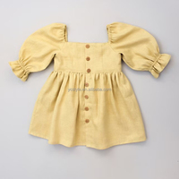 Robe d'été pour bébé fille, unie, en coton, à manches courtes et volants, pour nouveau-né et tout-petit