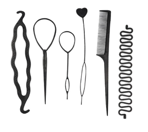 6 pièces Topsy cheveux queue outil Rat queue peigne ensemble <span class=keywords><strong>tresses</strong></span> boucle outils bricolage coiffure cheveux tressage outils - Product Image 1