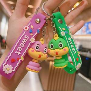 2024 New Cartoon Snake Keychain 3D PVC Rubber Key Ring <b>Bag</b> Pendant New Year <b>Gift</b> Cute Zodiac Snake Keychain - Product Image 5