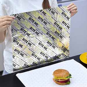 Burgers Safe Aluminum Foil Burger Wrapper Food Grade <b>Grease</b>-Resistant Takeaway Wrap Heat Preservation for Fast Food - Product Image 2
