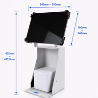 Support de tablette POS avec espace pour imprimante, support universel réglable en métal pour iPad de 10 à 15 pouces pour comptoir de caisse de vente au détail PS-503