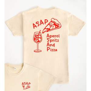 Camiseta Asap con diseño de Aperol Spritz y Pizza, ropa informal unisex - Product Image 1