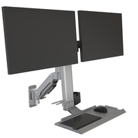 Lengan Monitor Industri Tugas Berat untuk Dinding dengan Dua Layar, Kemiringan 90 Derajat, Warna Dapat Disesuaikan New-T9-GA01KB-HSP