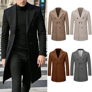 Cappotto da <span class=keywords><strong>Uomo</strong></span> Autunno/Inverno Extra Lungo Slim Fit Casual in Poliestere Intrecciato Monopetto Sottile Antipiega - Product Image 1