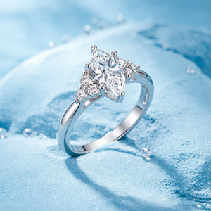 Jewelry Supplier 925 Sterling <b>Silver</b> Marquise Cut Zircon Engagement <b>Ring</b> Anti-Tarnish Classic Prong Setting Rhodium Plated - Product Image 5