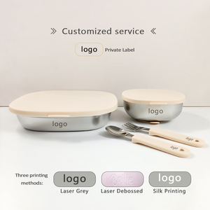 <span class=keywords><strong>Accesorios</strong></span> para la Alimentación del Bebé, Juego de Vajilla de Acero Inoxidable, LOGO <span class=keywords><strong>Personalizado</strong></span>, Plato y Tazón para Niños con Tapa de Silicona, Cuchara Duradera - Product Image 5