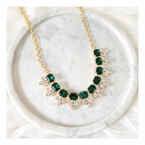 สร้อยคอเรียงซ้อนสีมรกตสำหรับงานแต่งงานของชาวอินเดียสร้อยคอแบบเรียงซ้อนสีมรกตสำหรับเจ้าสาวสร้อยคอแบบอินเดียใต้ - Product Image 1