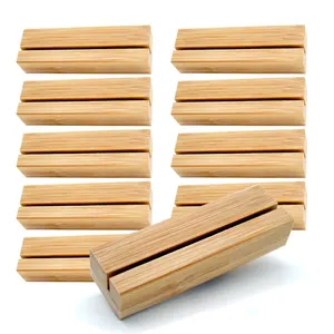 Suporte acrílico rústico para cartões, suporte de madeira para exibição de números de mesa, ideal para peças de varejo