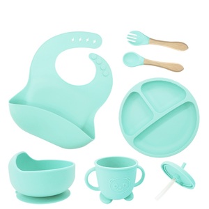 Kit de vaisselle en silicone durable et adapté aux enfants, comprenant des bols à ventouse, des tasses et des bavoirs pour bébé, idéal pour les voyages - Product Image 6