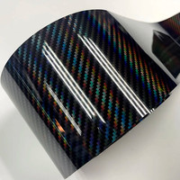 Film PET forgé effet laser arc-en-ciel fibre de carbone pour console centrale et rétroviseur intérieur – Vinyle adhésif Chine