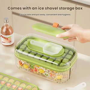 Moule à glaçons à pression, moule à glaçons <span class=keywords><strong>de</strong></span> qualité alimentaire, boîte <span class=keywords><strong>de</strong></span> rangement pour glaçons, libération à une touche, grande capacité, outil <span class=keywords><strong>de</strong></span> congélation domestique avec couvercle - Product Image 2