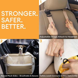 SUREWALHOME Siège <span class=keywords><strong>rehausseur</strong></span> pour animaux de compagnie avec clip sur laisse pour animal de compagnie Voyage Transporteur Lit Voiture Accessoires Canapé Pet Chat Siège de voiture Lit de voyage - Product Image 5