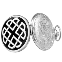 Celtic Art Silver Pocket Watch Antique avec chaîne-Full Hunter Steampunk Celtic Accessoires Cadeau pour homme