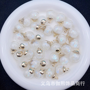 Colgante Redondo Luminoso de Cristal con Patrón de Estrellas, Lentejuelas de Arena Fluida, Abalorios DIY para Coche, Accesorios de Joyería - Product Image 4