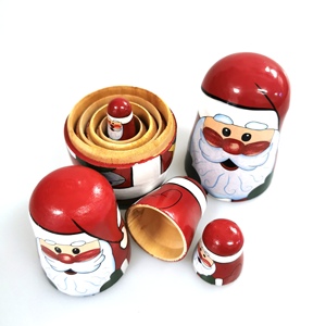 Juego de muñecas anidadas coloridas de recuerdo de Matryoshka de Navidad de madera tradicional rusa para niños - Product Image 4