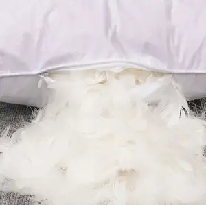 Almofada de cama de hotel 100% algodão, barata, penas de pato branco 50x70cm, logotipo personalizado interno