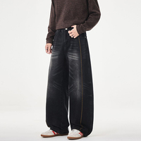Pantalon High Street Tendance Marque Stretch Coupe Large Effet Couteau Courbé Nouveau Jean Américain Rétro Effet Couteau Courbé pour Homme