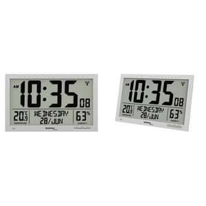 Reloj de Pared Digital Moderno con Control Remoto por Radio, Techno Line WS 8013, 369 mm x 229 mm x 24 mm, Plateado, Pantalla Grande (940910273766) - Product Image 1