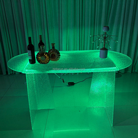 Table ovale en acrylique transparente à effet d'ondulation, design d'usine, avec éclairage RGB, pour desserts, mariages, fêtes, événements, anniversaires, décoration