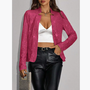 <span class=keywords><strong>Giacca</strong></span> Blazer Corta da Donna con Colletto Abbottonato, Motivo 3D, Casual e Versatile con Paillettes, Nuova Moda Europea e Americana - Product Image 5