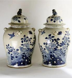 Vecchio design decorazione per la casa blu chiaro e bianco barattolo di zenzero in ceramica antico vaso stampo decorazione cucina - Product Image 1