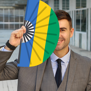 Abanicos Plegables de Bambú con la Bandera del Gabón al por Mayor, Abanico de Mano para Carnaval, Boda, Festival, Fiesta, Agencia de Viajes - Product Image 3