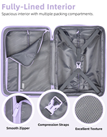 Nouveau style de bagages colorés à la crème et à la lavande de 20 pouces avec serrure TSA Produit de gros d'usine Valise personnelle à bord de la compagnie aérienne