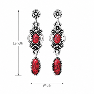 Orecchini Vintage Intagliati con Motivi Floreali Rosso Blu Verde, Gioielli Etnici da Sposa per Donne - Product Image 5