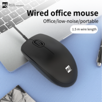 Mouse USB Berkabel R8 Grosir Tombol Senyap Desain Nyaman Ukuran Penuh untuk Pekerjaan Kantor