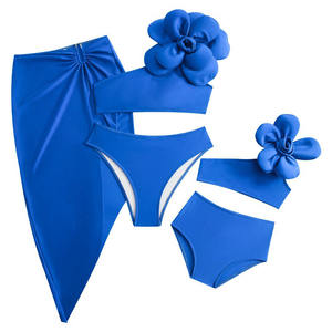Famiglia Set vacanza 3D fiore monospalla 3 pezzo <span class=keywords><strong>Bikini</strong></span> Set Sexy costume da bagno famiglia abbinata costume da bagno per ragazze costumi da bagno per bambini - Product Image 4